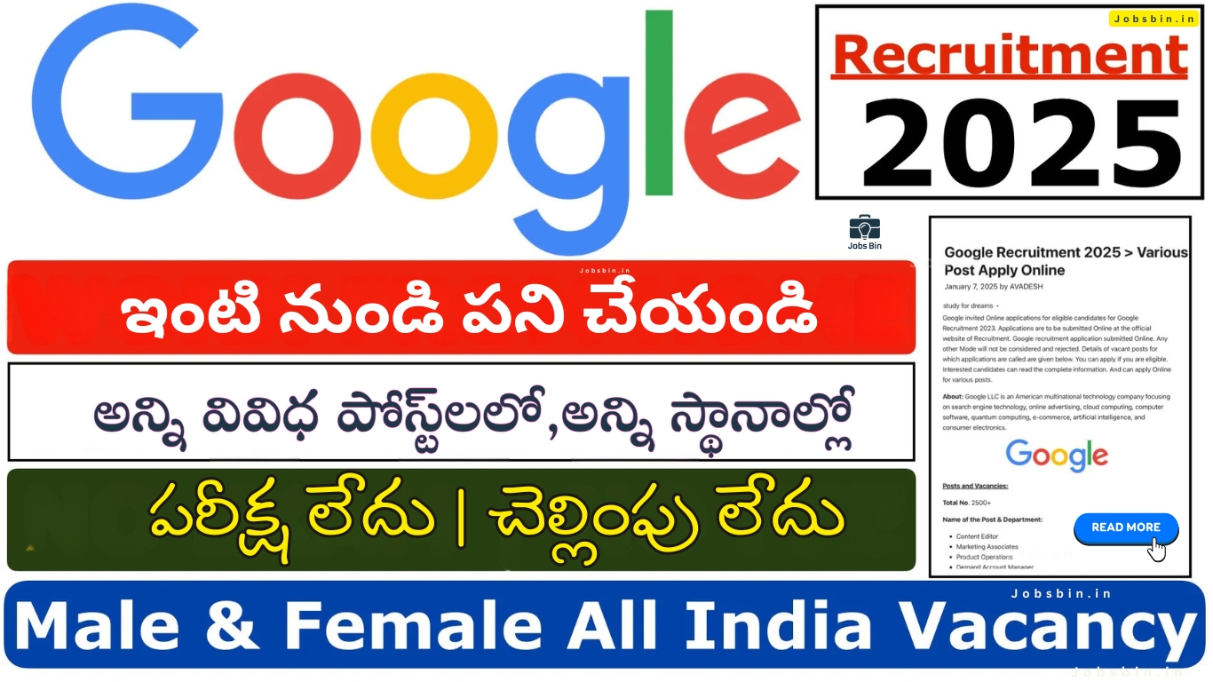 Google రిక్రూట్‌మెంట్ 2025 | ఫ్రెషర్స్ కోసం | Google Recruitment 2025 for 2025, 2024, 2023 Batch Freshers