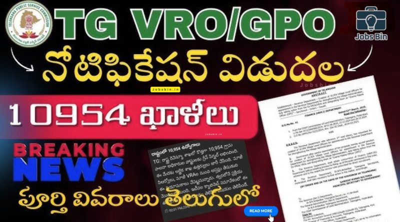 తెలంగాణ VRO నోటిఫికేషన్ 2025 | 10954 గ్రామ రెవెన్యూ ఆఫీసర్ ఖాళీలకు | Telangana VRO Notification 2025 | Village Revenue Officer Vacancies