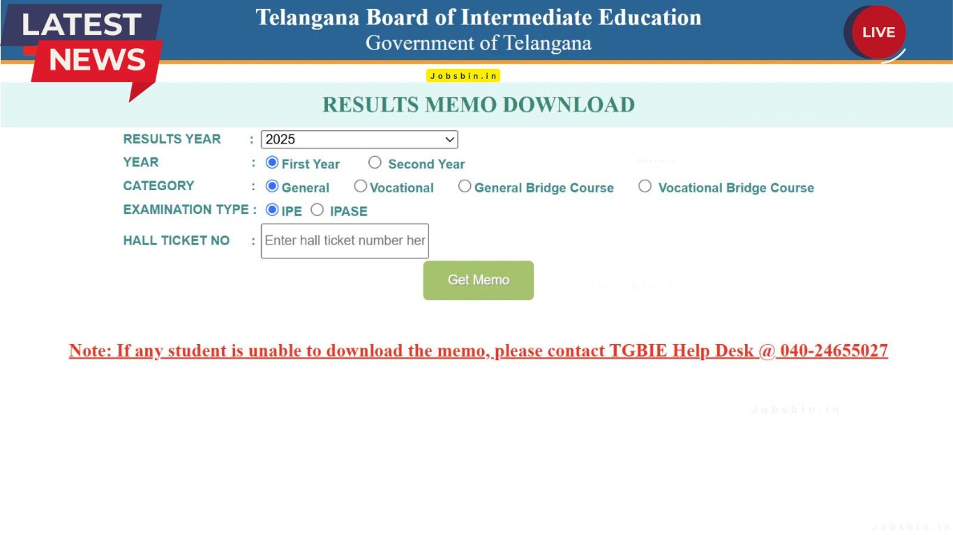 TS ఇంటర్ 1వ సంవత్సరం ఫలితం 2025 విడుదల: ఆన్‌లైన్‌లో తనిఖీ చేయండి, లింక్‌ను డౌన్‌లోడ్ చేసుకోండి @results.cgg.gov.in / TS Inter Results 2025 TSBIE Intermediate 1st, 2nd Year Marks Memo Release Today at tsbie.cgg.gov.in